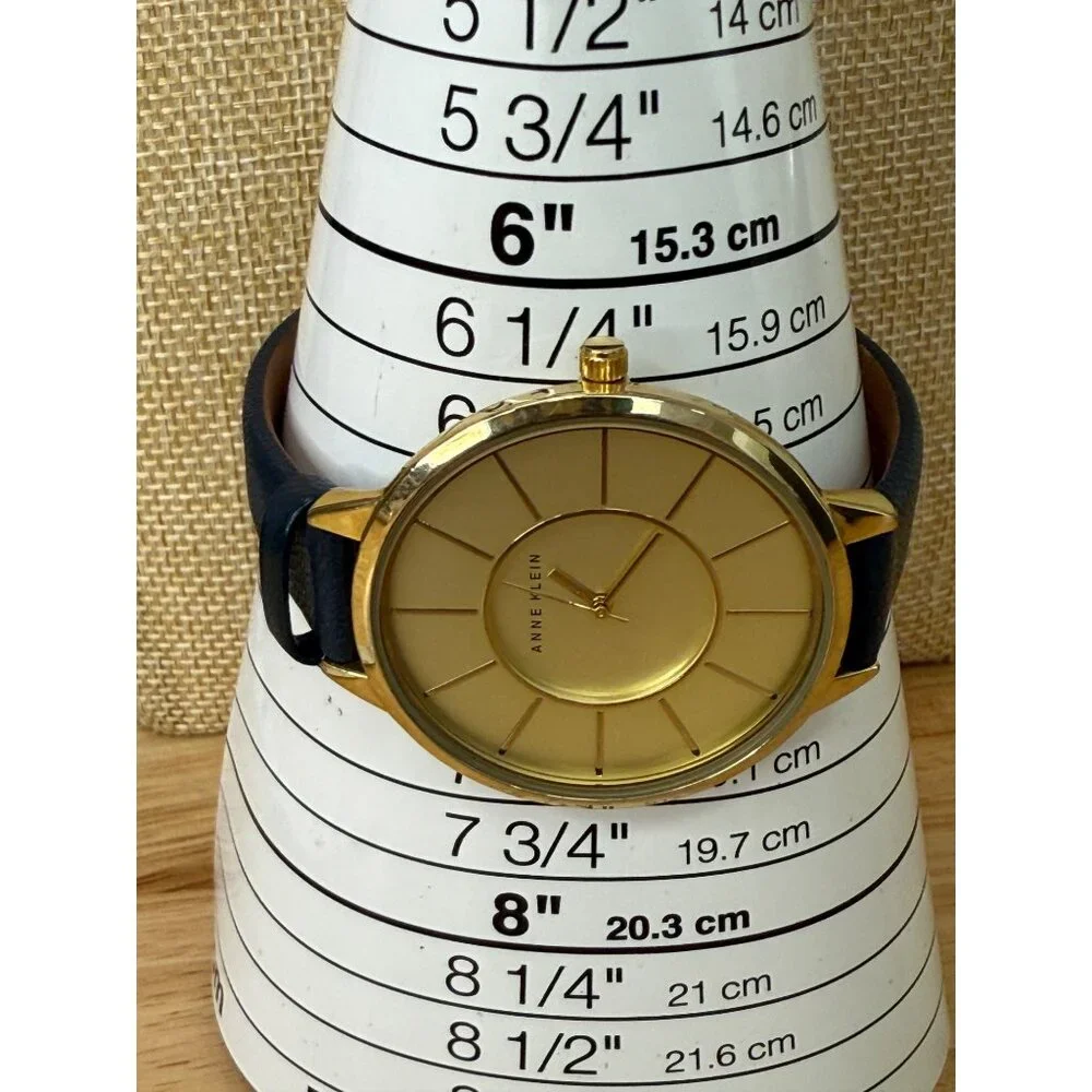Anne Klein Womens Gold-Tone Watch With Blue Genuine Leather Strap NOT TESTED‎